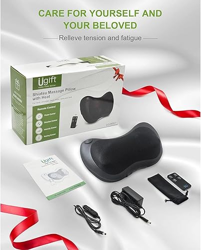 Miniatura 7 de Almohada masajeadora de espalda con control remoto - Masajeador de cuello de tejido profundo con calor y amasamiento shiatsu para alivio del dolor