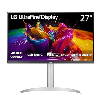 LG 27UP850K-W 27-inch Ultrafine 4K UHD (3840 x 2160) IPS Computer Monitor, 60Hz, 5ms, DisplayHDR 400, Built-in Speaker, HDMI, DisplayPort, USB Type-C 90W PD, Tilt/Height/Pivot Adjustable Stand, White