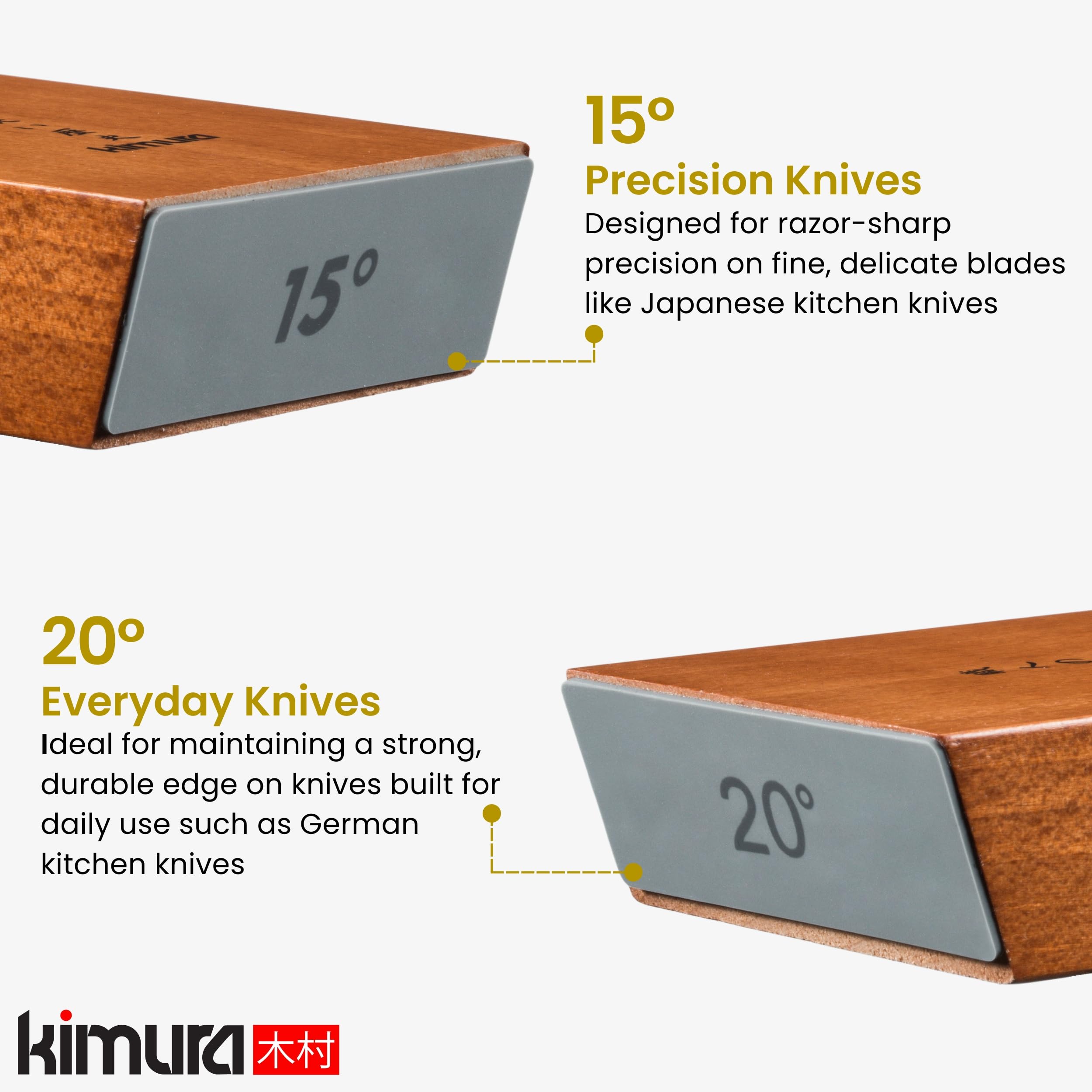 Kimura Professional Rolling Knife Sharpener, Knife Sharpening with Diamond & Ceramic Plates, 15 & 20 Magnetic Angle Guides, Ideal for Honing and Sharpening of All Chef Knives, Japanese Gift Box - Image 3