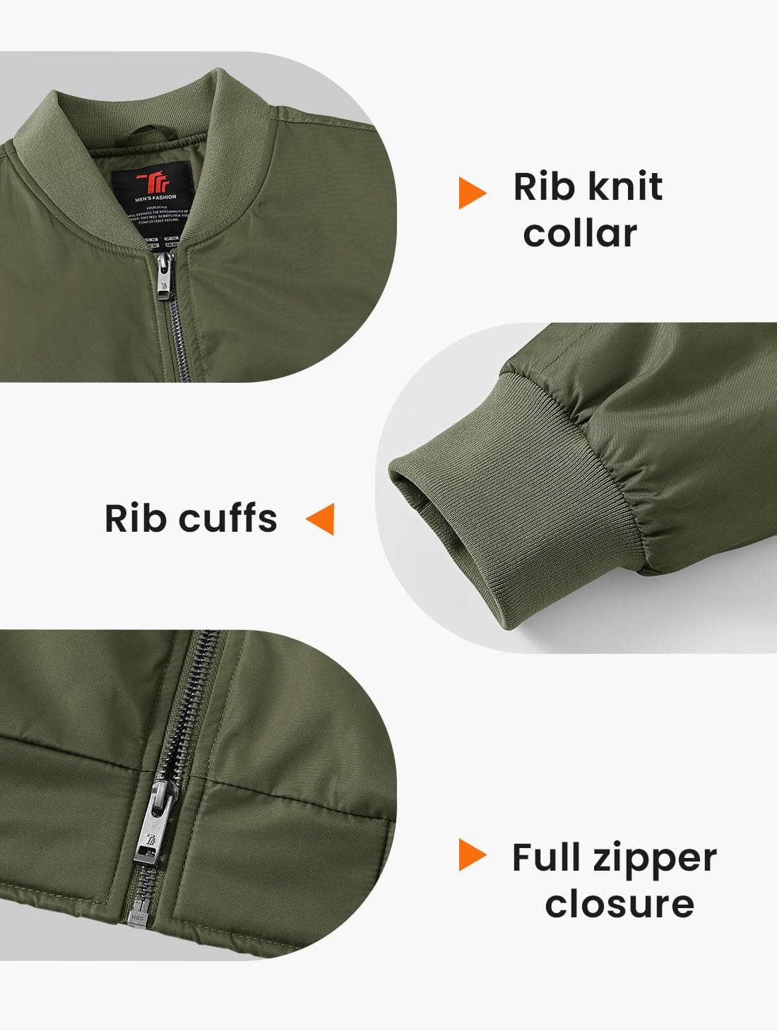 Gopune Men's Bomber Jacket Casual Fall Winter Warm Jacket Full Zip Padded Coats Outwear - Image 6