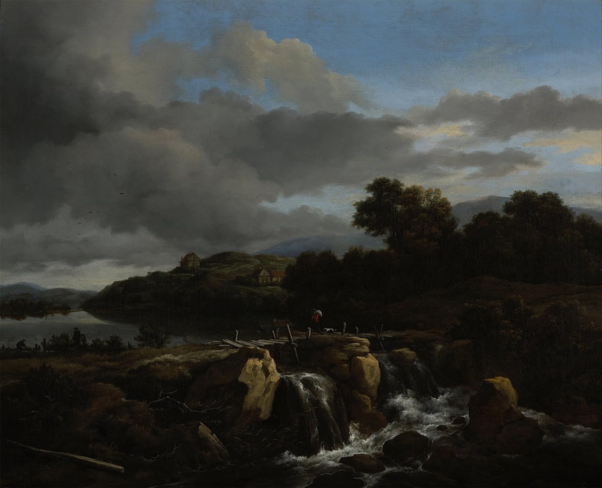 Posteriik No Frame Vintage Art Print Images Pictures Print Landscape With Cascade By Jacob Van Ruisdael Modern Colour Posters For Office Home Decor 60X90cm