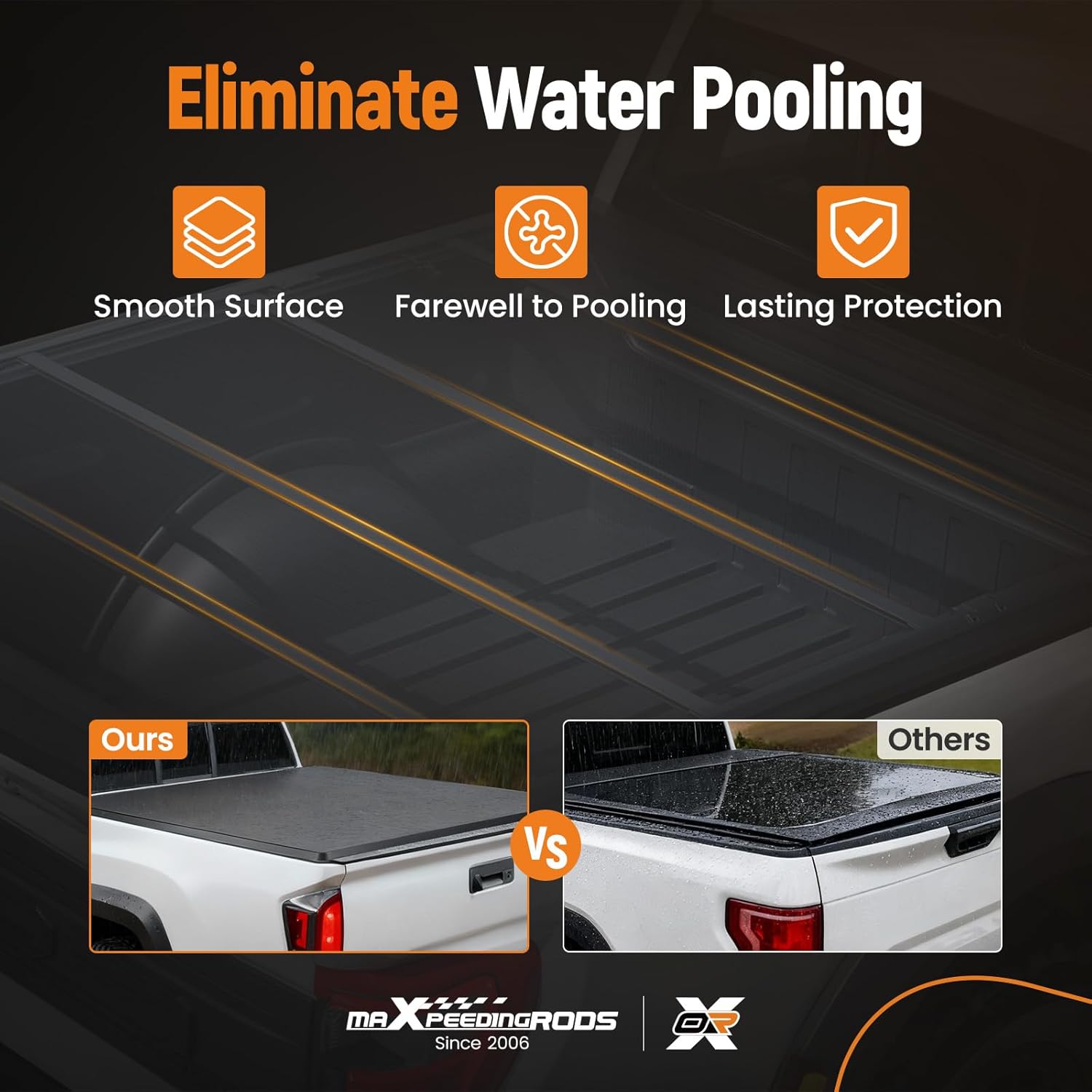 maXpeedingrods Soft Quad Fold Truck Bed Tonneau Cover Compatible with 2003-2025 Dodge Ram 1500 2500 3500, 6.4FT Truck Bed Cover w/Led Lamp