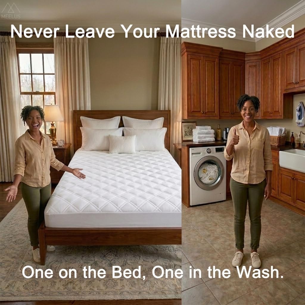 2 Pack Waterproof Mattress Protector King Size, All-fit-One Soft Noiseless Bed Mattress Cover with Deep Pocket 8-21", Washable for Bedwetting, Cool Sleep, Suitable for Home Bedroom Hotel, White