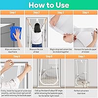 Vista 6 de Nueva puerta de malla reforzada para gatos, se adapta a puerta de 30 x 80 pulgadas, puerta resistente a mascotas con cremallera bilateral, evita que