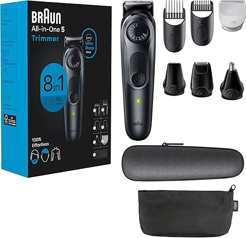 Braun Kit de estilo todo en uno Serie 5 5470, recortadora 8 en 1 para hombres con recortadora de barba, recortadora de cuerpo para paisajismo,