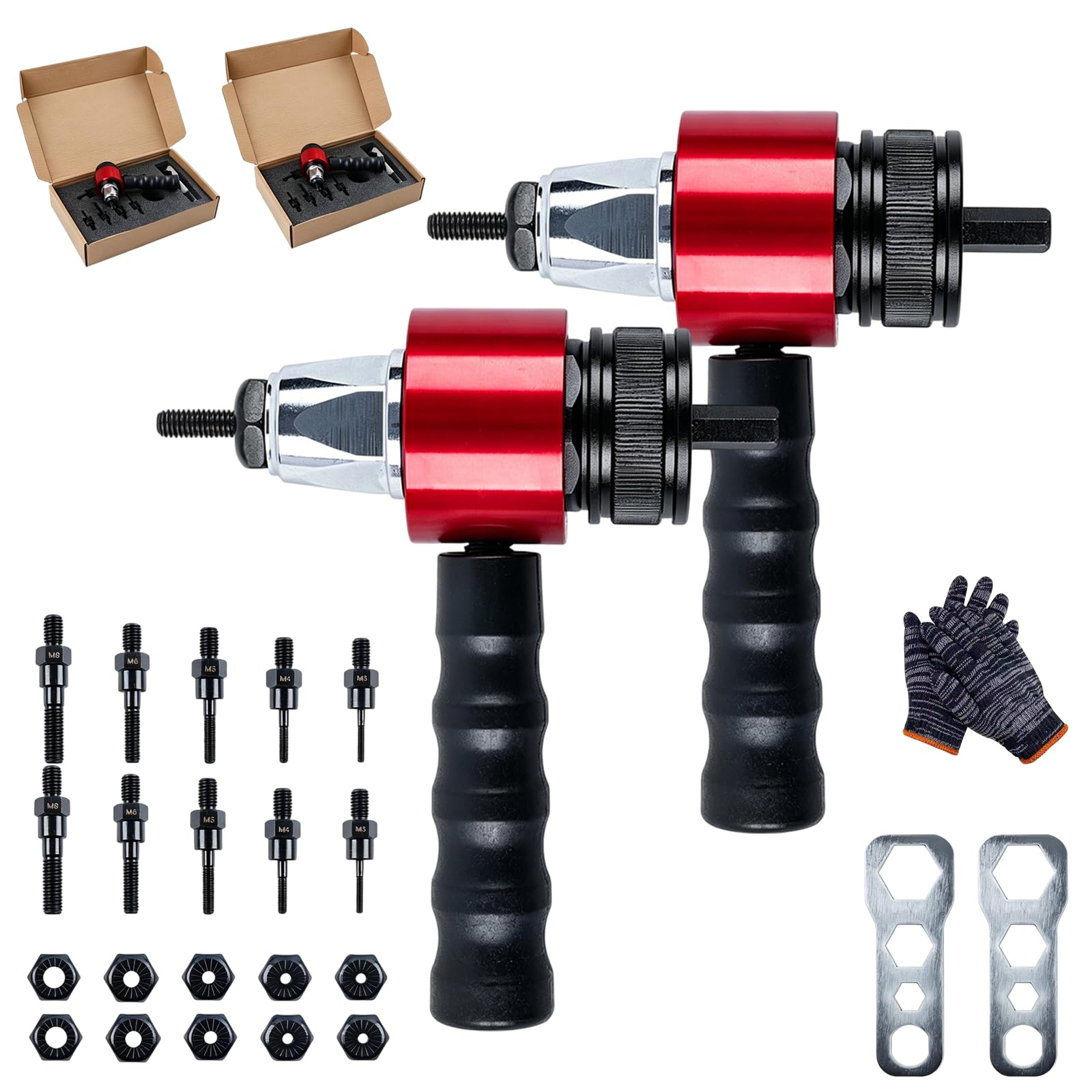 M3-M8 - Kit adattatore per pistola rivettatrice elettrica, strumento dado per trapano senza fili, strumento per rivetti elettrici, rivettatrice a cambio rapido, strumento per automobilistico