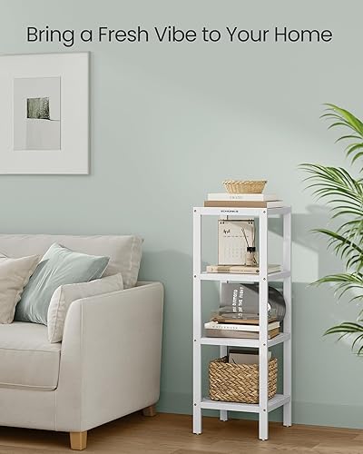 Miniatura 6 de SONGMICS - Estante de bambú de 4 niveles, estante estrecho, de almacenamiento multifuncional, esquinero, para cocina, sala, dormitorio, entrada,