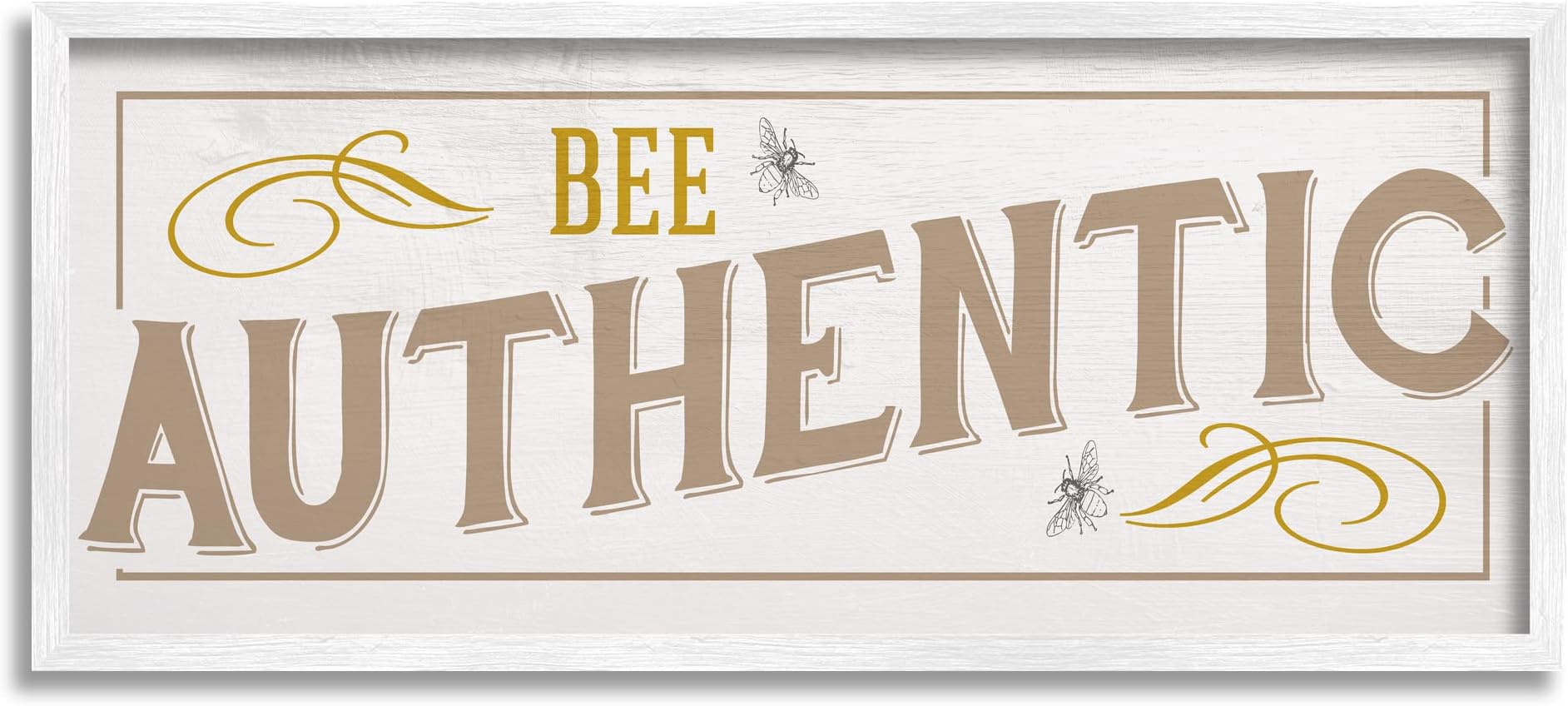 Stupell Industries Vintage Bee Authentic Sentiment Insect Pun White Framed Wall Art, 30 x 13