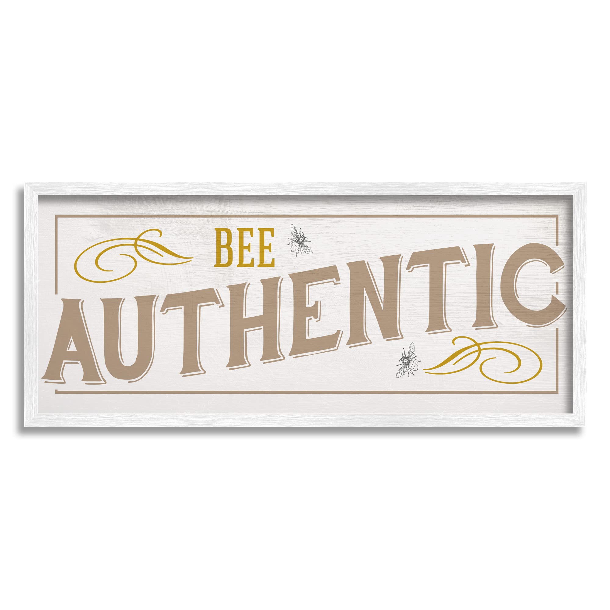 Stupell Industries Vintage Bee Authentic Sentiment Insect Pun White Framed Wall Art, 30 x 13