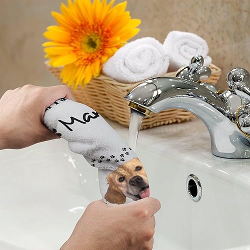 Miniatura 5 de Toalla de cocina personalizada con cara de mascota de 14 x 29 pulgadas, toalla de mano divertida absorbente con patas, toalla de mano para baño,