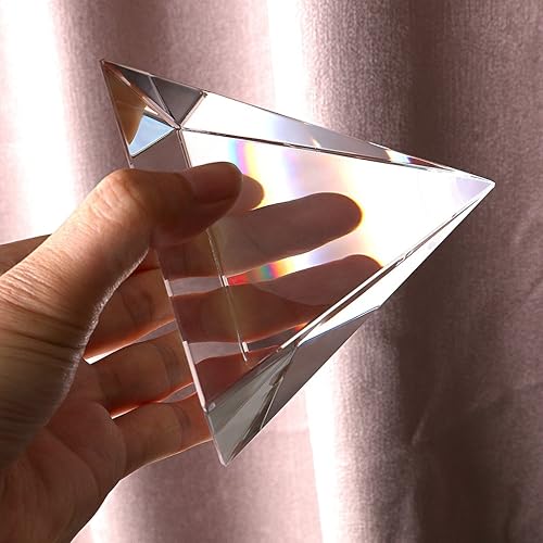 Miniatura 3 de OwnMy Adorno de escritorio piramidal de cristal transparente pirámide con caja de regalo para fotografía y curación de meditación (4 pulgadas)