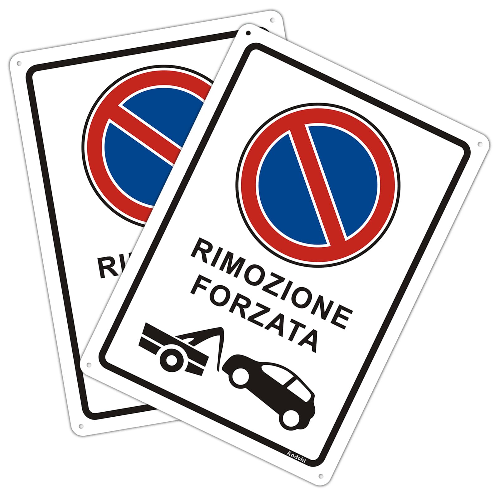 2pz Cartello di divieto di sosta La segnaletica di rimozione suggerisce che il parcheggio illegale sarà rimosso.(Rosso - Parcheggio e rimorchio, 25 * 35cm)