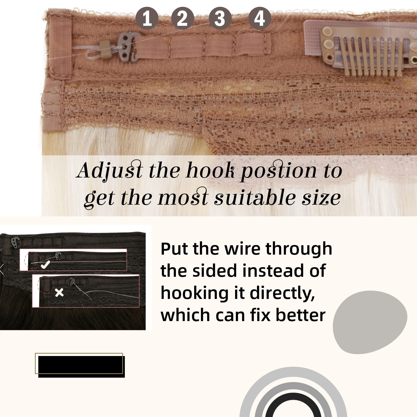 RUNATURE Blonde Wire Hair Extensions Human Hair Highlighted Ash Blonde Invisible Wire Hair Extensions with Transparent One Piece Human Hair Extensions 16 Inch 80g - Image 4