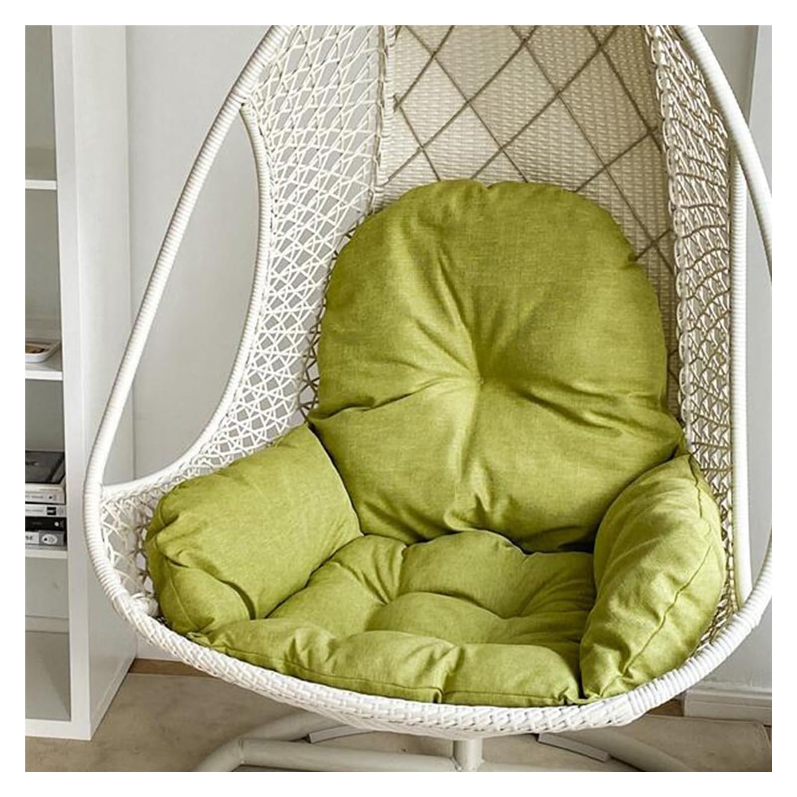 Meiiron Swing Chair Cushion, Egg Chair Pads Cushion w/Armrest for Garden Hanging Basket Chair Seat, Only Cushion(Green)