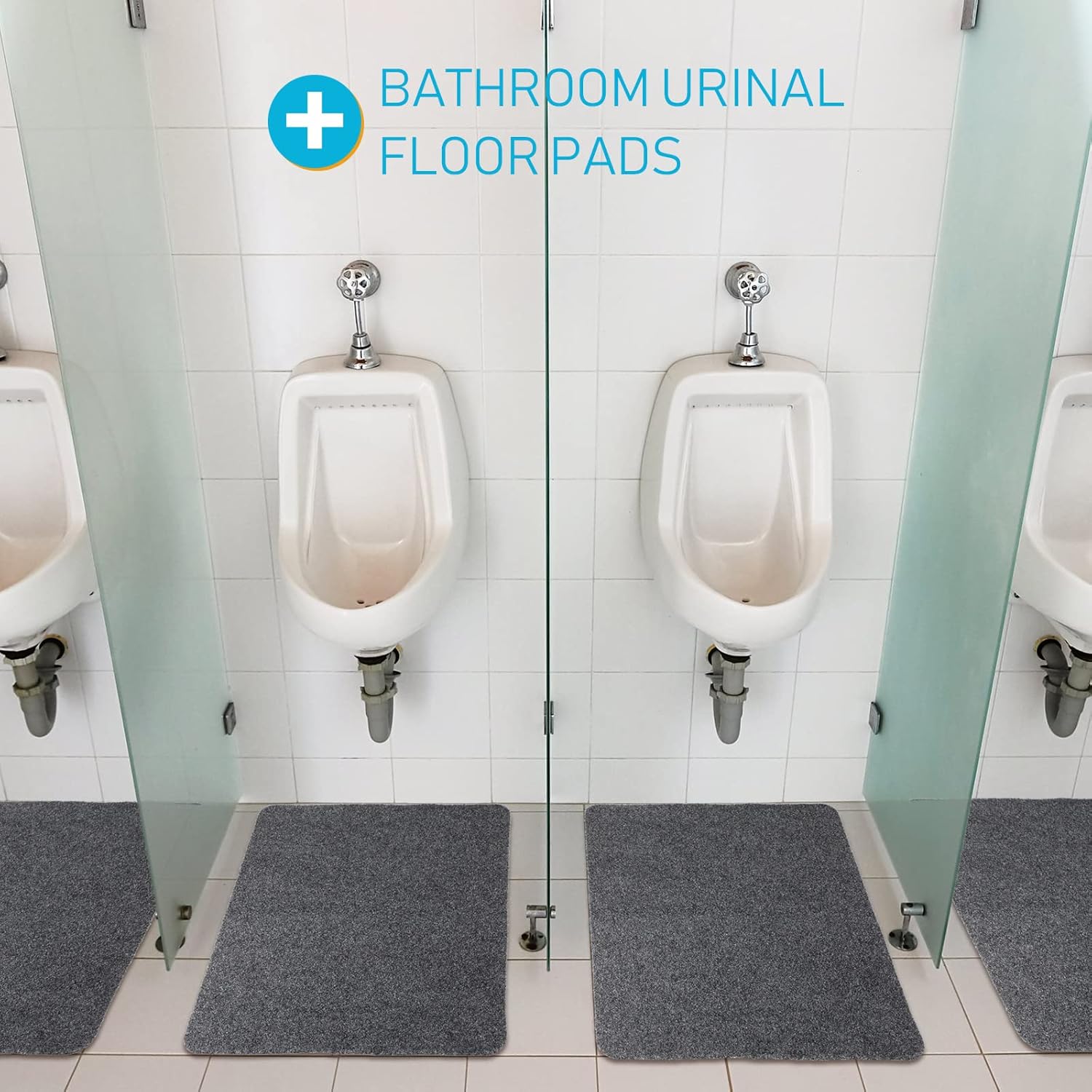 Nuanchu 6 Pack Urinal Mats for Men Bathroom Commercial Floor Mats Pads, Non-Slip Splash Water Absorption Toilet Bulk Washable for Men's Bathroom Restroom, 17.3" x 22" (Grey)