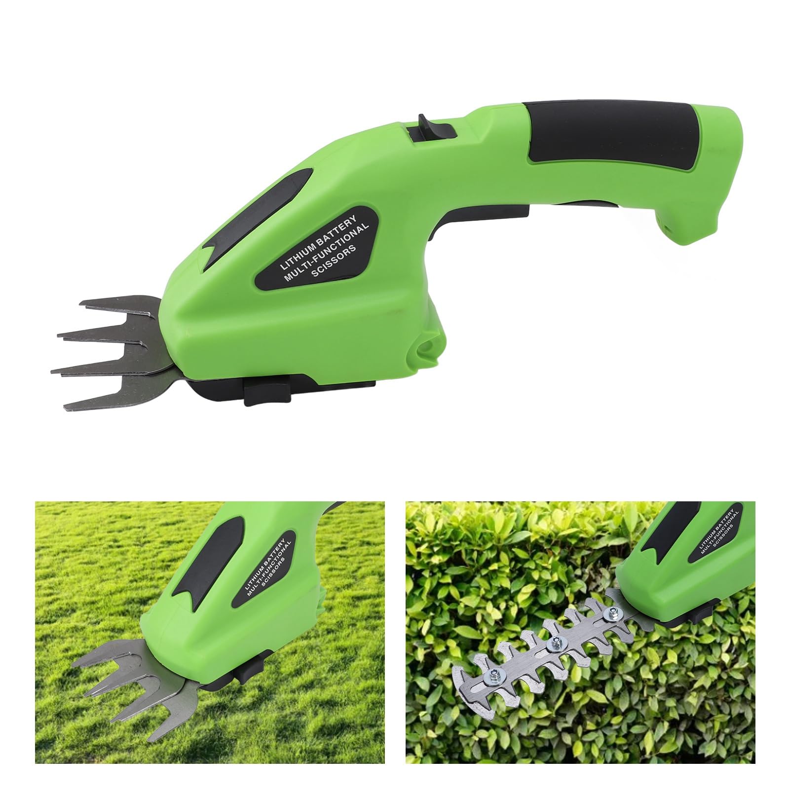 Generic Tijeras de Césped Inalámbricas, Cortasetos Eléctrico Ligero 2 en 1 para Jardín con Diseño Ergonómico, 1 Unidad