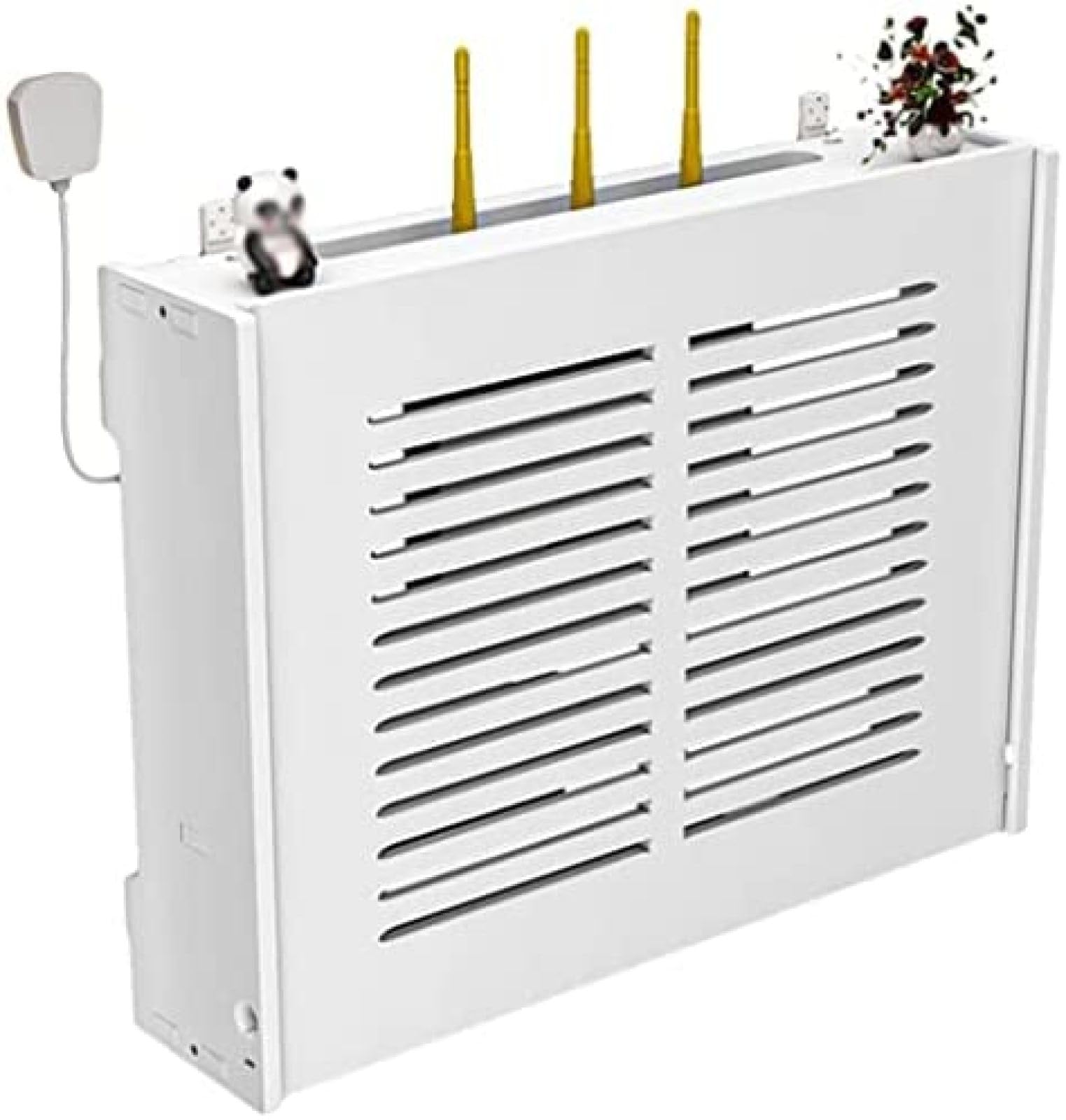 Étagère flottante pour routeur WiFi et rangement de câbles – Boîte murale en bois avec support de fil d'alimentation, idéale pour organiser les câbles et les accessoires