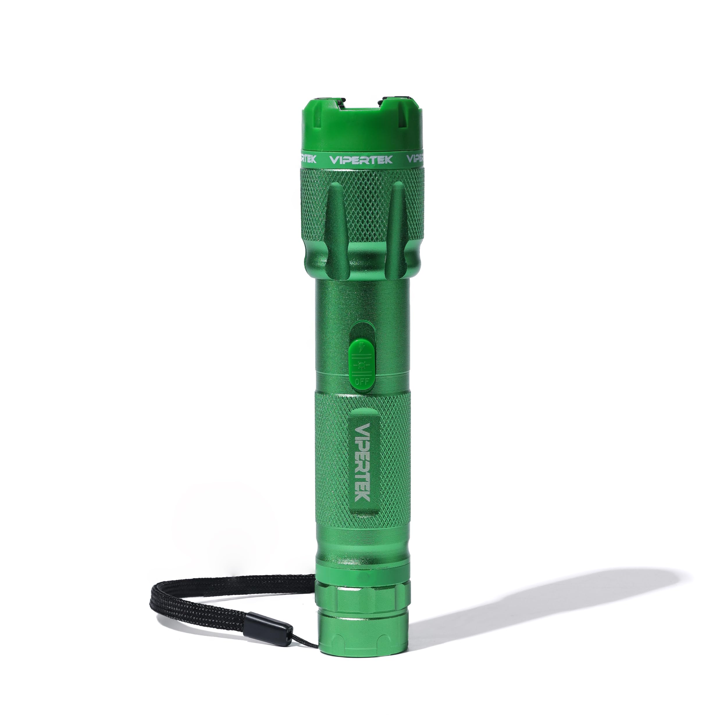 VTS-T03 Aluminum Stun Gun for Self Defense Rechargeable with LED Flashlight, Green