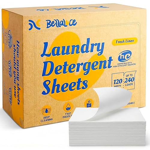 BellaLuce Laundry Detergent Sheets - Laundry Sheets, 240 Loads, Eco-Friendly, Plastic-Free, Fresh Linen Scent, Space Saving, Fast Dissolve & Hypoallergenic, Laundry Detergent for Home,Dorms,Essentials