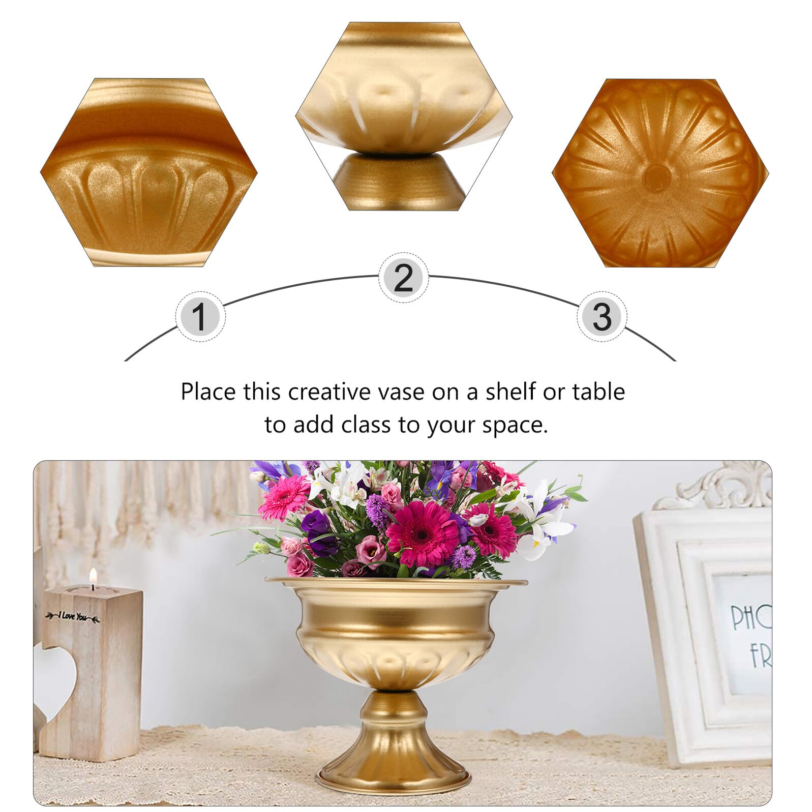 OUNONA Vasi Decorativi e Centrotavola Matrimonio Set 2 Pezzi in Ferro Design Retrò, per Composizioni Floreali Artificiali Decorazione Casa