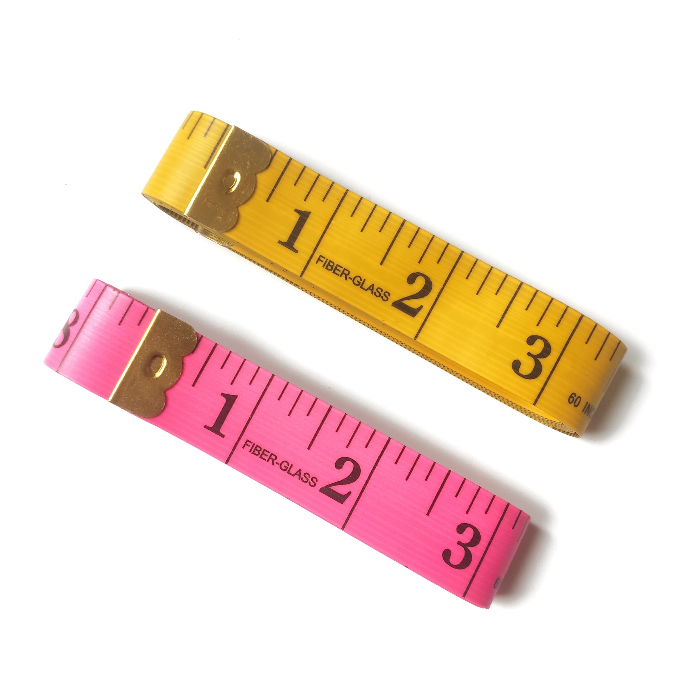 2 Pack Soft Tape Measure Body Measuring Tape,60 Inch/150cm Double Scale Tailor Ruler for Weight Loss,Fabric Craft Tape Measure & Medical Body Measurement (Pink,Yellow)