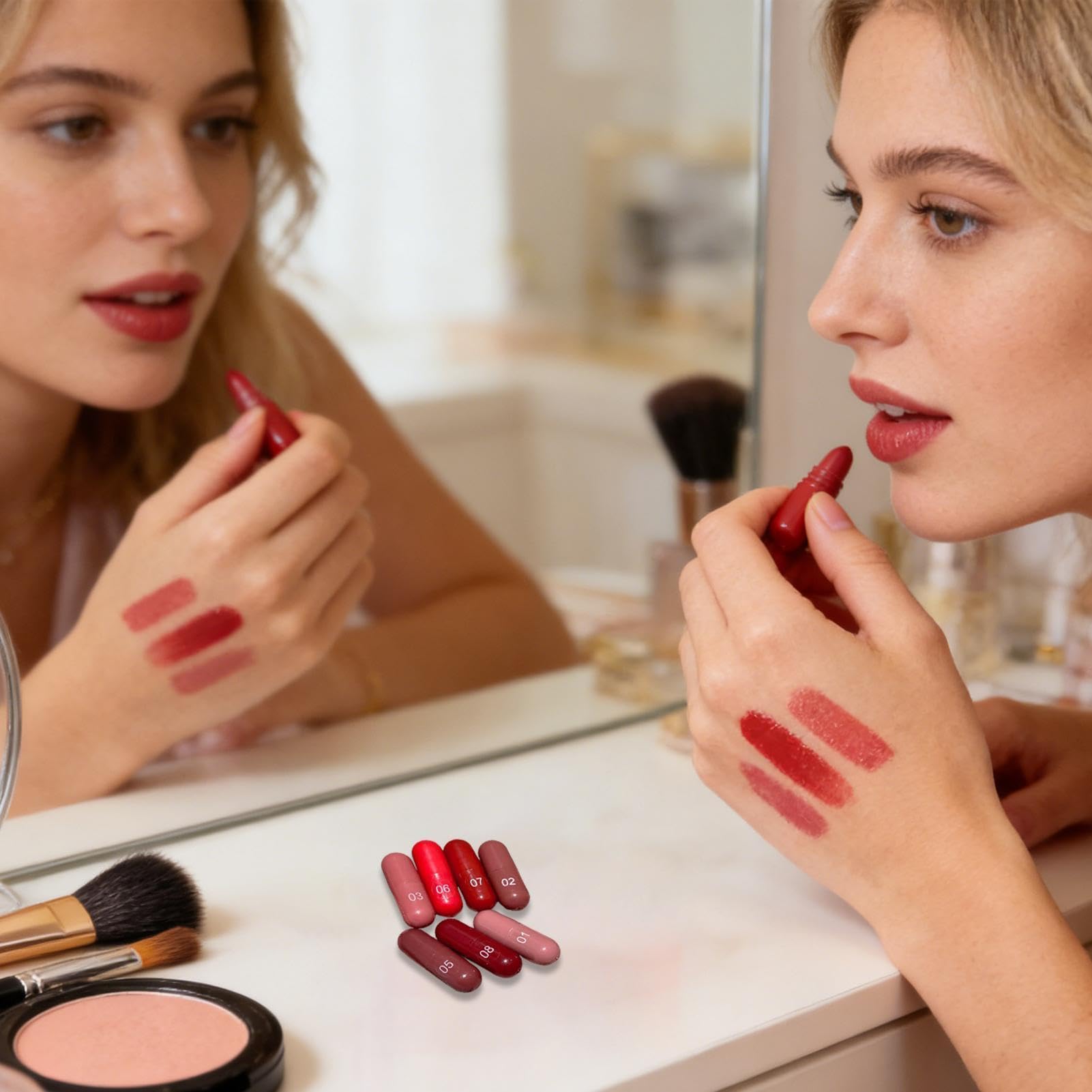 Set Rossetto da Viaggio 8 colori rossetto burro labbra | Set Opaco Formato Mini per Ragazze Donne Adolescenti Feste Addio al Nascituro Matrimonio Quotidiano