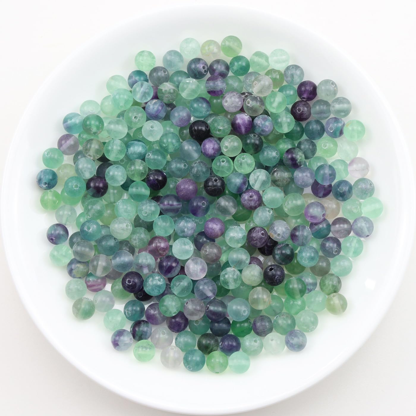 DUQGUHO Fluorite Beads 8mm Natural Crystal Beads Round Polishing Stone Bead Genuine Gemstone Beads for DIY Jewelry Making 47 Pcs
