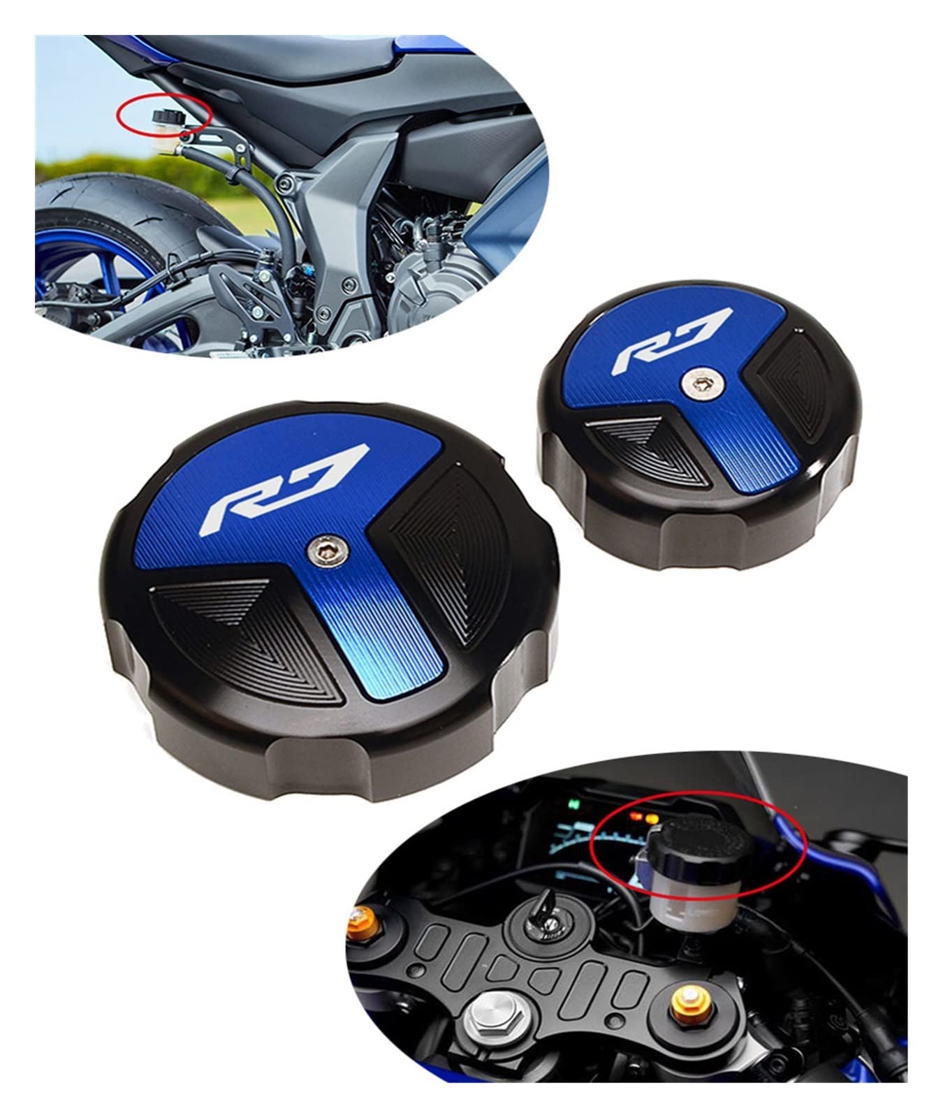 Accessori per serbatoi Moto Anteriore E Posteriore Serbatoio Del Liquido Dei Freni Tappo Olio Cilindro Della Copertura Per YAMAHA YZF R7 YZF-R7 YZFR7 2021 2022 Accessori(Red)
