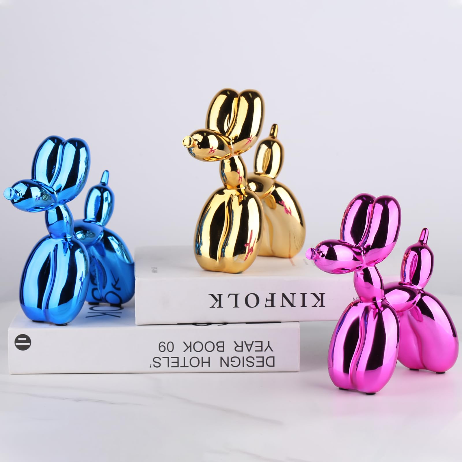 XIAOMAGG Shiny Balloon Dog Statue Home Decor Modern Art Statues for Coffee Table Kitchen Decorations Trendy Color Schemes Room Aesthetic Metal Texture Gold Sculpture Dog(3.9 * 3.9 * 1.5inch, Gold)