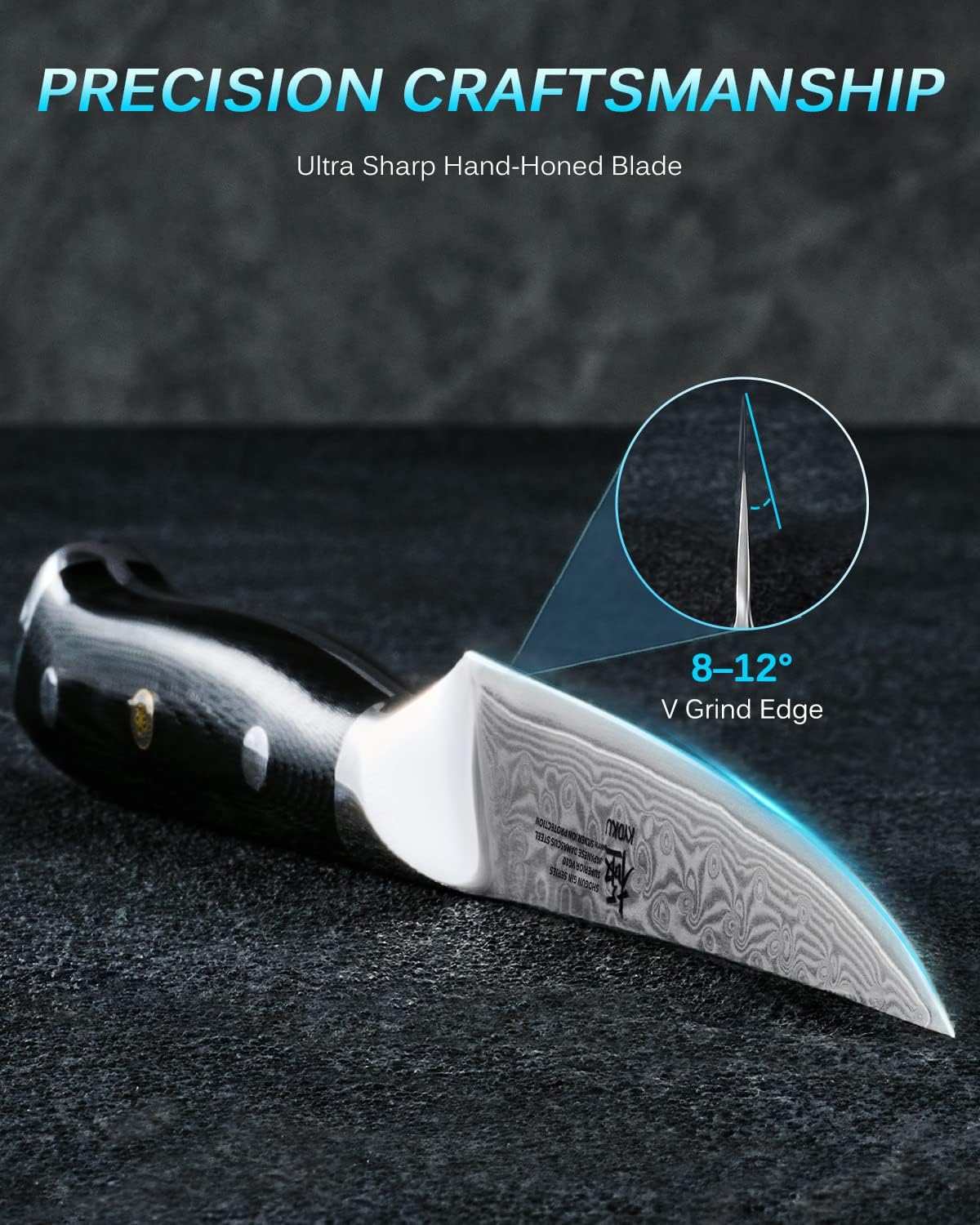 KYOKU Gin Series Steak Knife Set of 4, 4.5" Steak Knives, Japanese VG10 Damascus Stainless Steel Kitchen Knife Set with Silver Ion Blades G10 Handles Mosaic Pins, Cutlery Set w/Sheaths & Case - Image 6