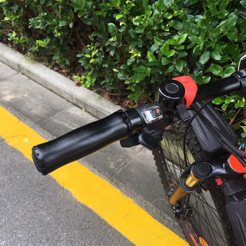 Rayauto Black Beach Cruiser Bike Mountain Bike Bicycle Cycling Soft Shock Absorption Synthetic Leather Handlebar Cover Grips Bar with End Caps