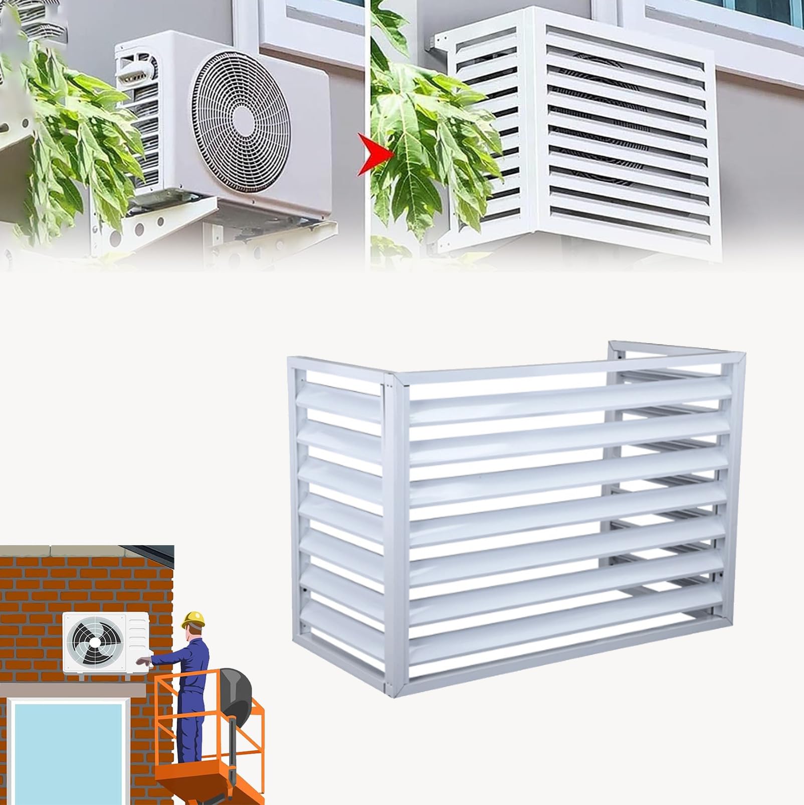 Pxkmouy 110*80*60cm AC Protective Covers For Outside Units Flower Rack Shutters, Outdoor Condenser Protective Cover Shelf Decoration Rack fence cover Outdoor Trash Can Equipment Enclosure Panels