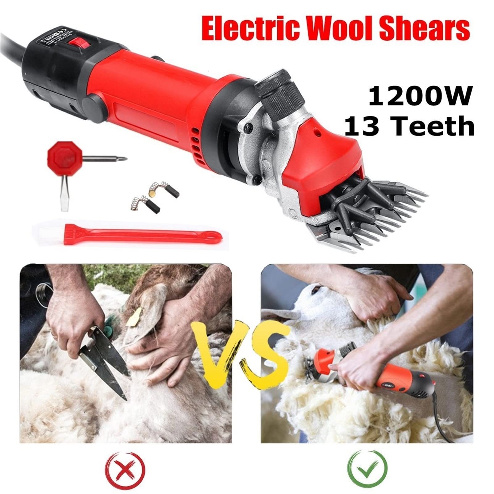 Esquiladoras para ovejas, Tijeras eléctricas de 13 dientes for esquilar ovejas y cabras, cortadora de lana de oveja, cortadora de animales, ajustable, 6 velocidades Para caballos, ovejas, alpacas y ca
