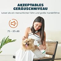 KUUBIA 2 az 1-ben Kutyaszárító és Öntisztító Kefe - 300W Kisállat Hajszárító Kis és Közepes Kutyáknak, Macskáknak, Állítható Hőmérséklettel 7