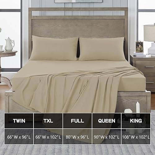 Miniatura 5 de Sábanas encimeras tamaño matrimonial, solo 2 unidades, sábanas planas de calidad de hotel, microfibra cepillada, ultra suaves y transpirables, sin