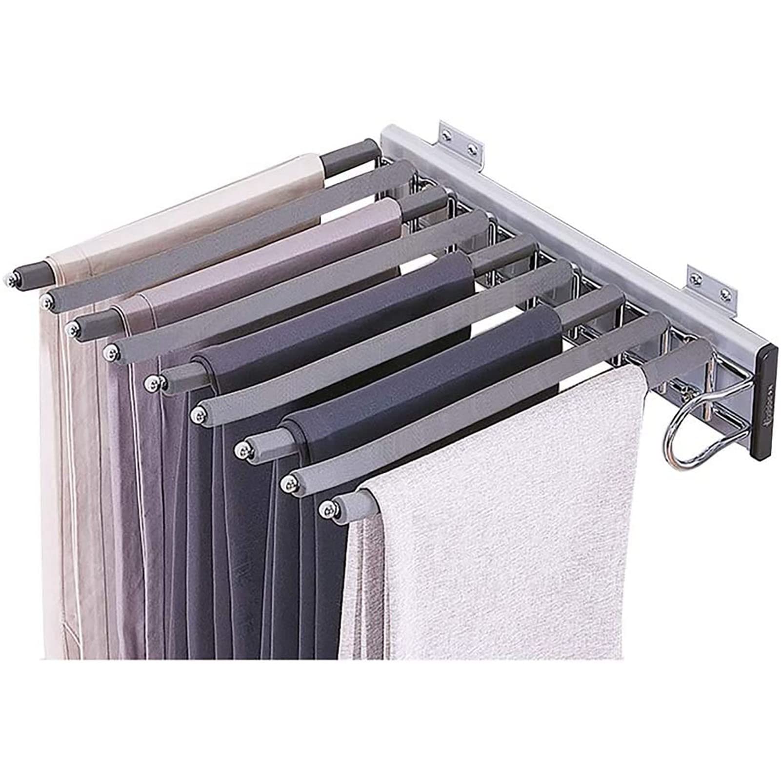 Cintres Porte-Pantalon Porte-Pantalon Coulissant Acier Inoxydable Multifonction Extensible Antiderapant Porte Jeans 9 Tiges Droite 85548849