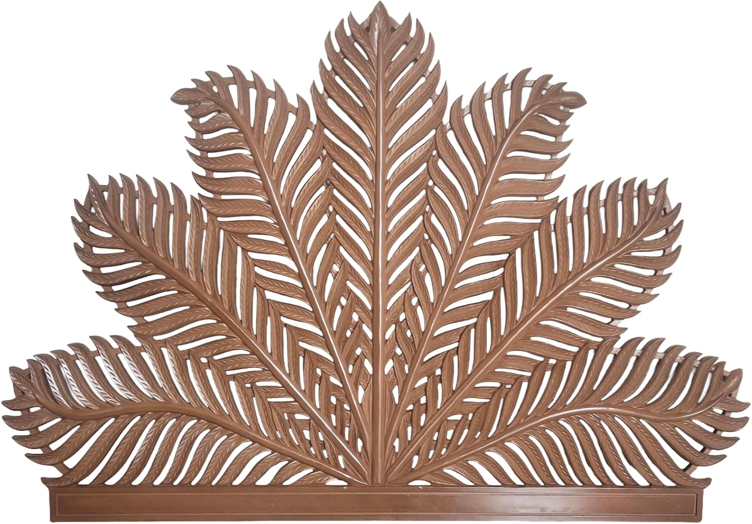 Hand Carved King Size Half Moon Bed Headboard Palm Leaf Bed Decor Brown Leaf Wall Art Bed Headboard Home Decor Wall Hanging (King Size- 72x45x1 inches) | Engineered Wood