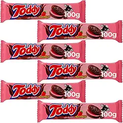 Biscoito Toddy Recheado Morango Bolacha 100g Kit 6 Pacotes Kits na Web