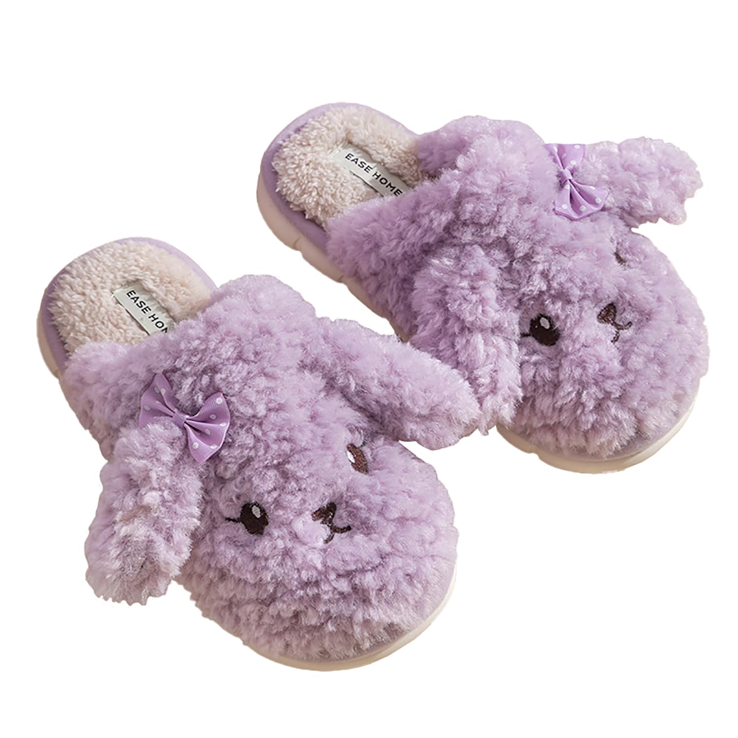 Thick Bottom Fluffy, Women's Winter, Autumn Couple Slippers - Cute indoor animal slippers with PVC sole and plush upper. Keep your feet warm and cozy!