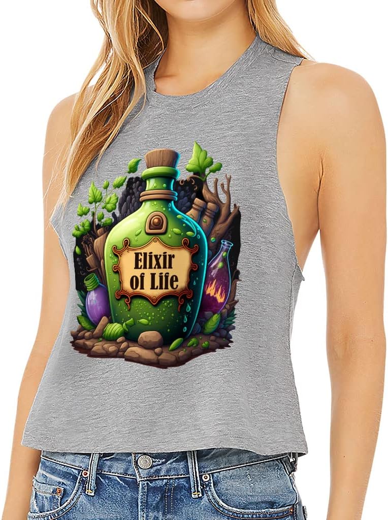 Elixir of Life Racerback Cropped Tank - Fantasy Women's Tank - Beautiful Tank Top