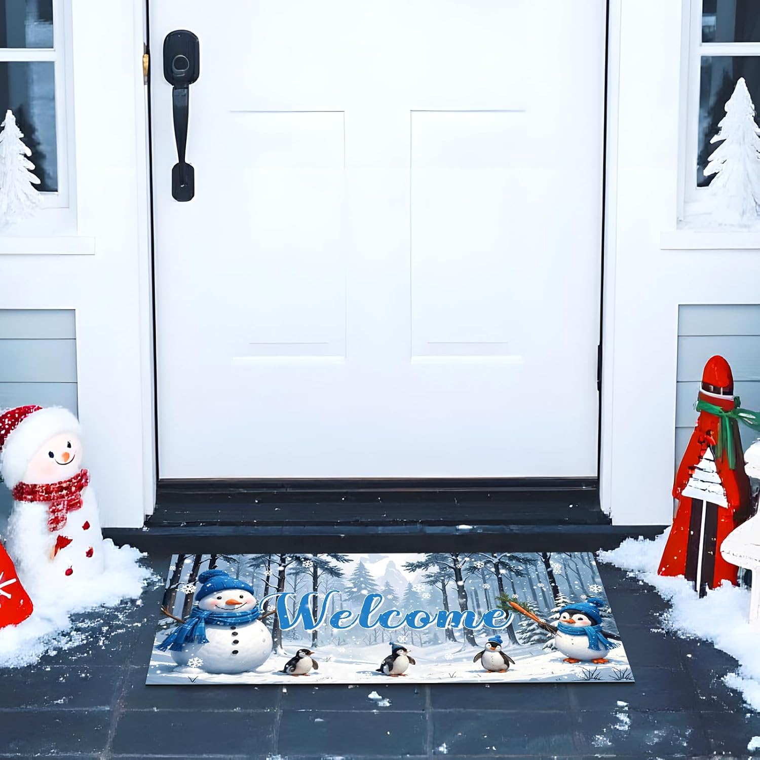 CASLON 4Pcs Interchangeable Entrance Doormats Seasonal Door Mat Inserts Holiday Welcome Hello Spring Summer Fall Winter Front Door Mat for Indoor Outdoor Christmas Home Decor 22in x 10in(No Frame)