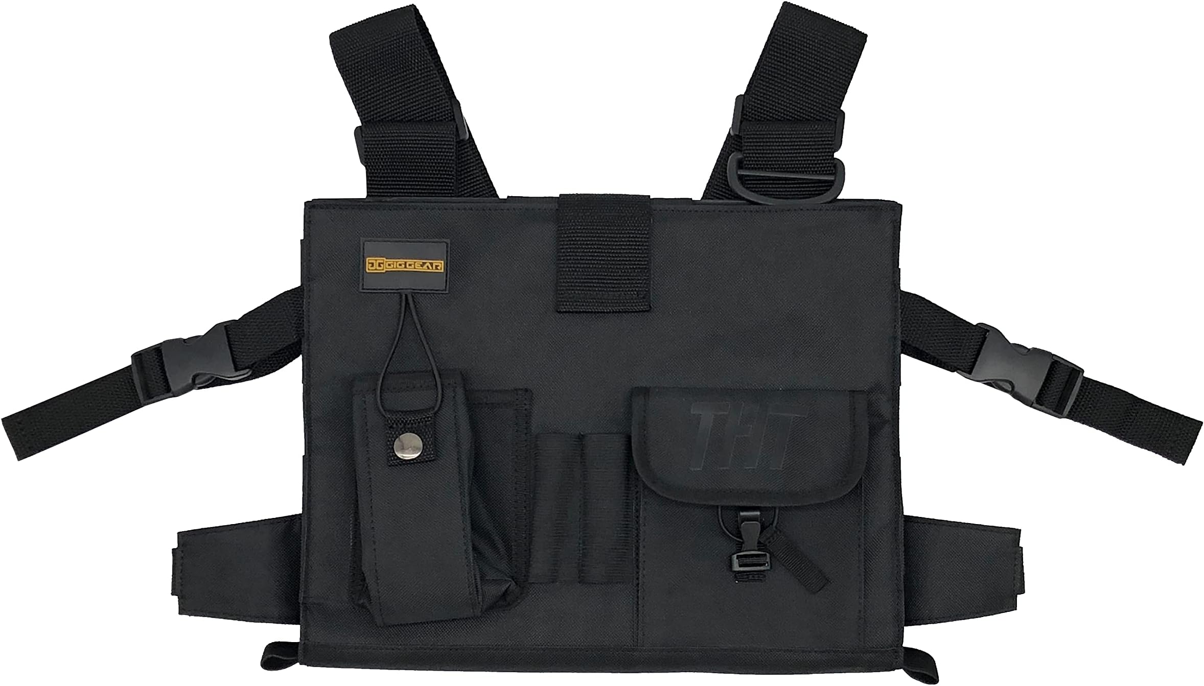 Two Hand Touch Tablet Chest Harness for iPad and Samsung Tablets - Rugged Tablet Carrying Case with Strap and Compartments - Heavy Duty iPad Chest Mount for 12.9 Inch Mobile Device (Black)