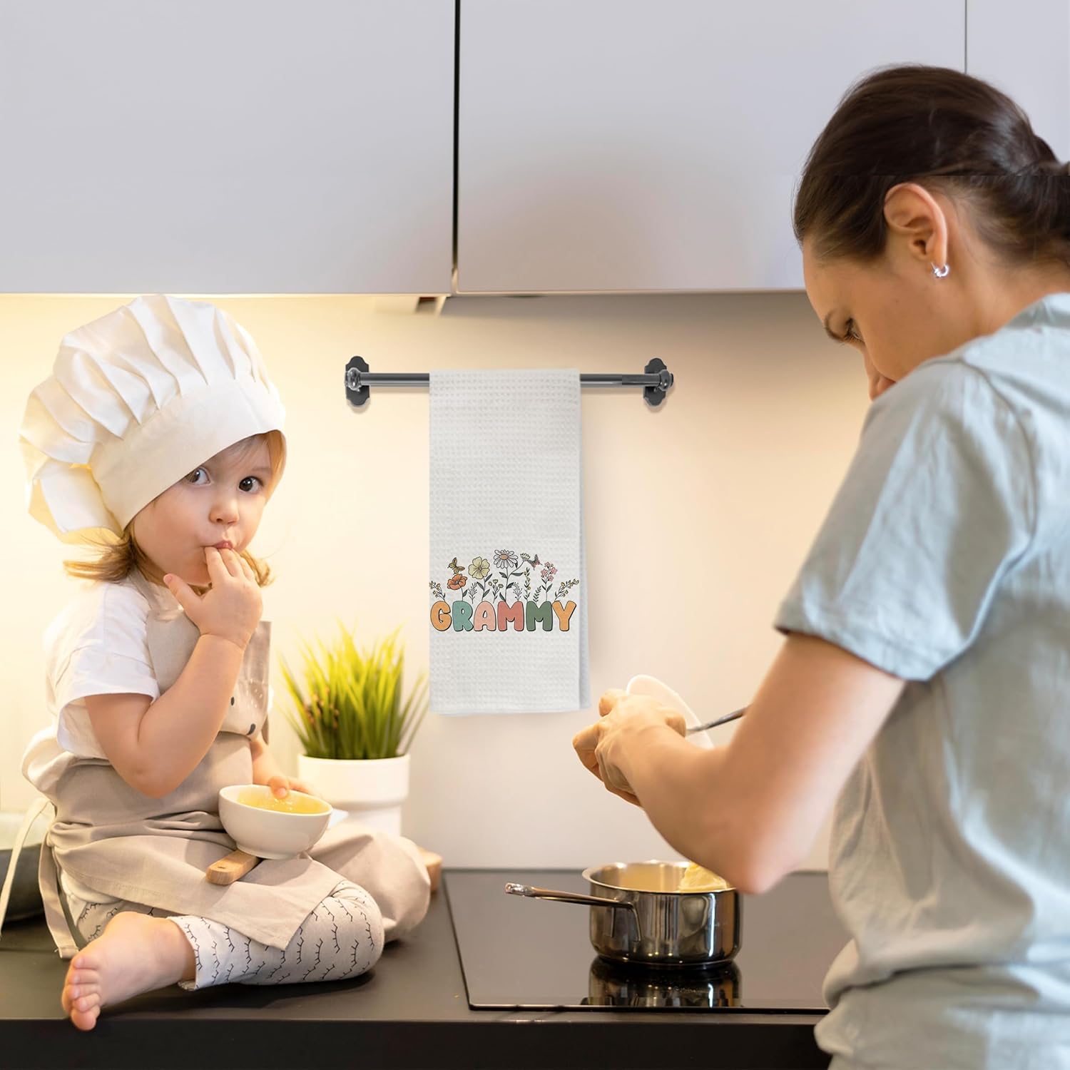 Grammy Floral Kitchen Towels, Gifts for Grammy Grandma Mother's Day Hand Towels for Bathroom Kitchen Decorative, Best Grandma Gifts from Grandkids Dish Tea Towels Drying Cloth, 16x24 Inch - Image 4