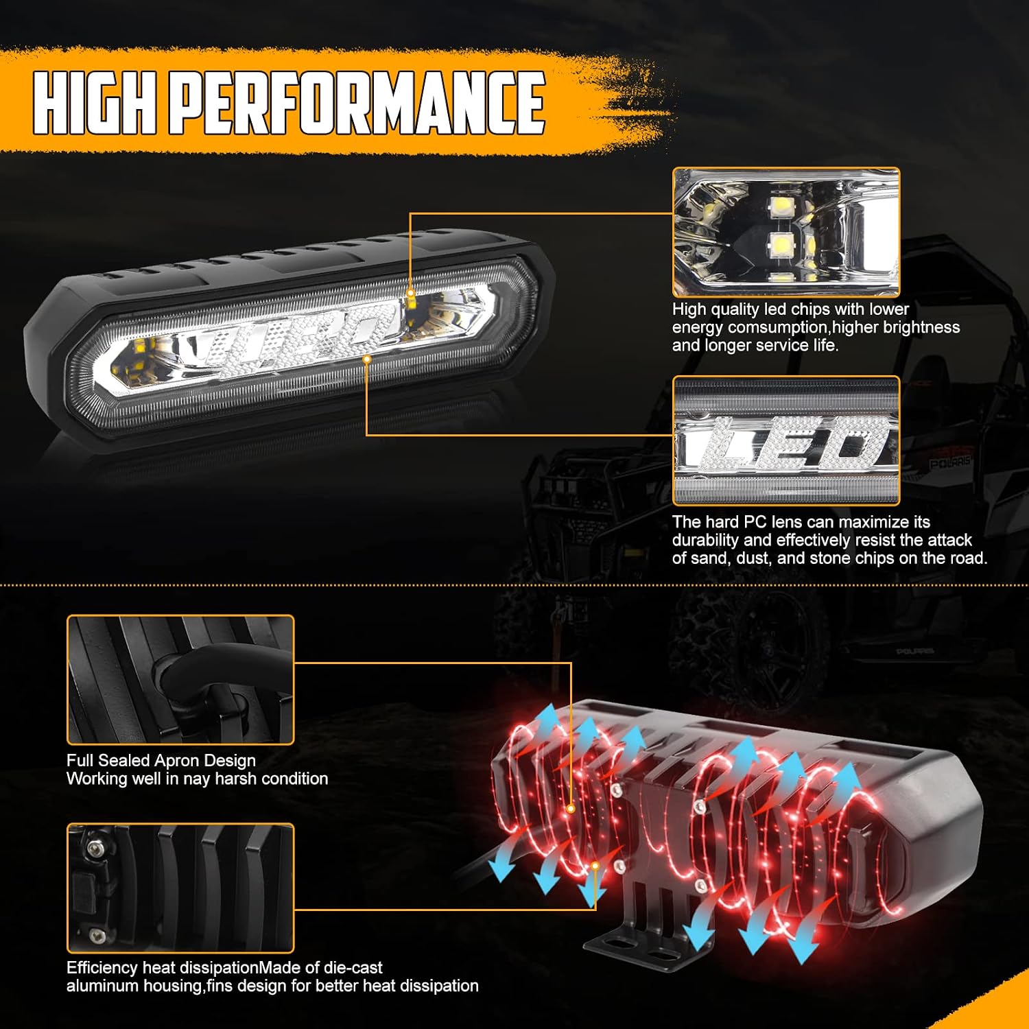 UTV LED Chase Brake Tail Lights,5 Modes Chasing Brake Light Bar,Strobe/Courtesy/Reverse/Running/Brake Light Compatible with 1.75''-2'' Roll Bar UTV ATV-1 Year Warranty
