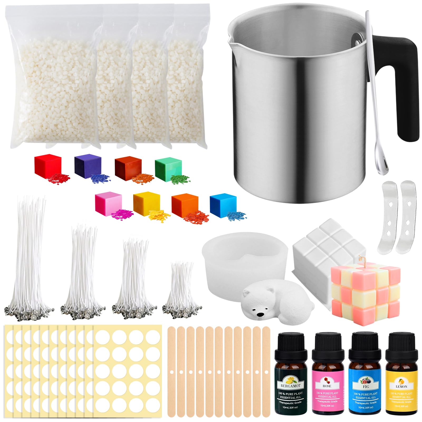SAMISO Kit de Fabricación de Velas Perfumadas,Kit de Fabricación para Velas,1 Olla para Derretir Cera para Velas,Kit Completo de Fabricación de Velas para Adultos y Principiantes