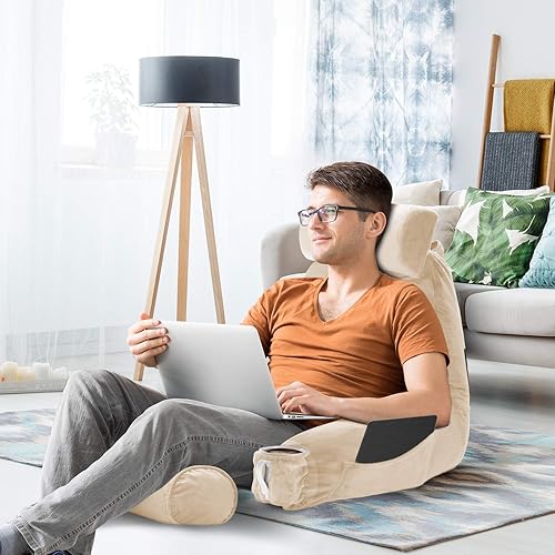 Miniatura 9 de Nestl - Almohada de lectura grande para cama, con espuma viscoelástica triturada, almohada de respaldo para leer y reposar en cama, almohada para