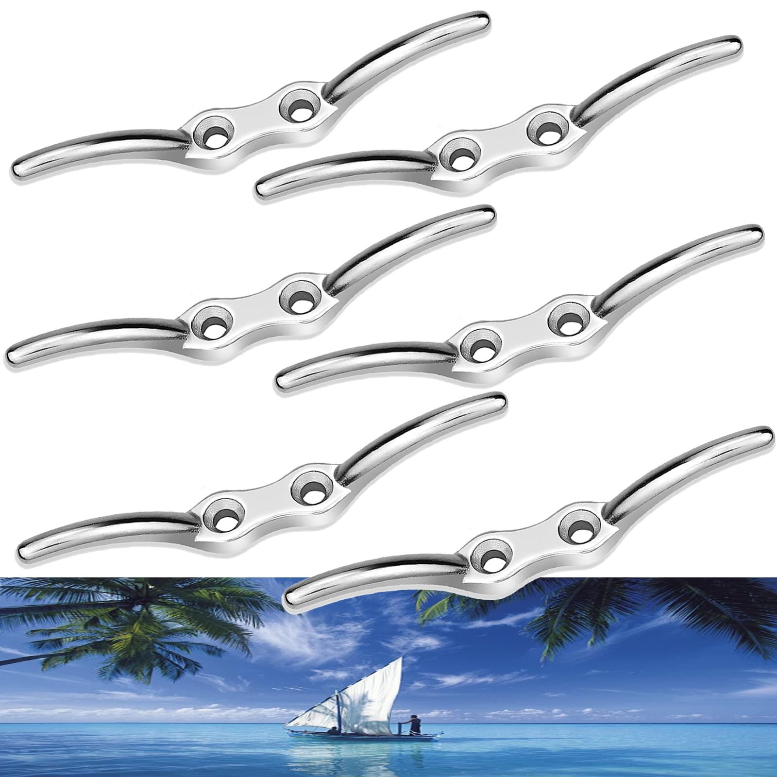 NA 6 Stück Edelstahl-Bootsklampen 4 Zoll (ca. 10 Cm) – Festmacherklampe Aus Rostfreiem 316er Edelstahl, Seewasserfest, Poliert, Einfach Zu Montieren – Für Yachten, Segelboote, Fahnenmasten Und Markisen