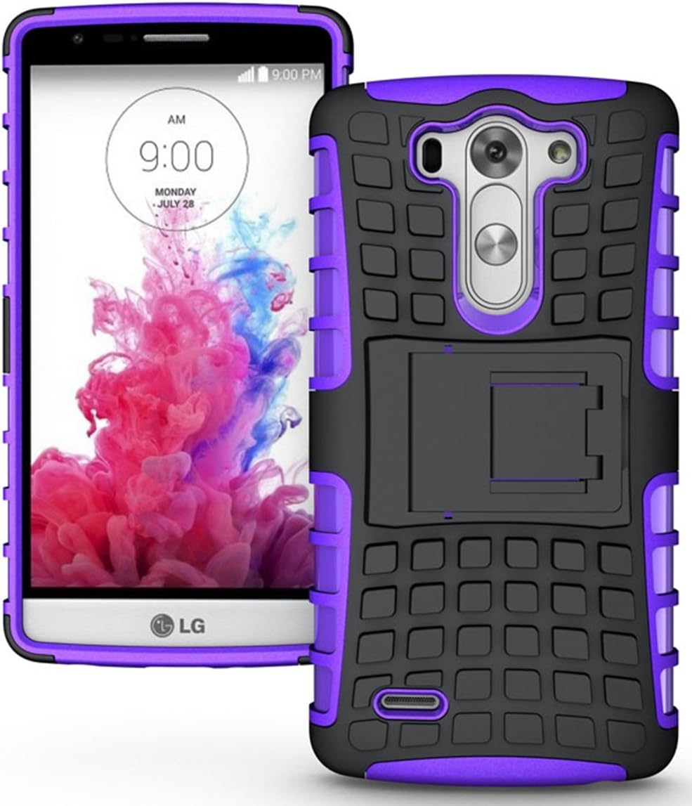 Heartly Flip Kick Stand Spider Hard Dual Rugged Armor Hybrid Bumper Back Case Cover For LG G4 Beat - Frame Purple