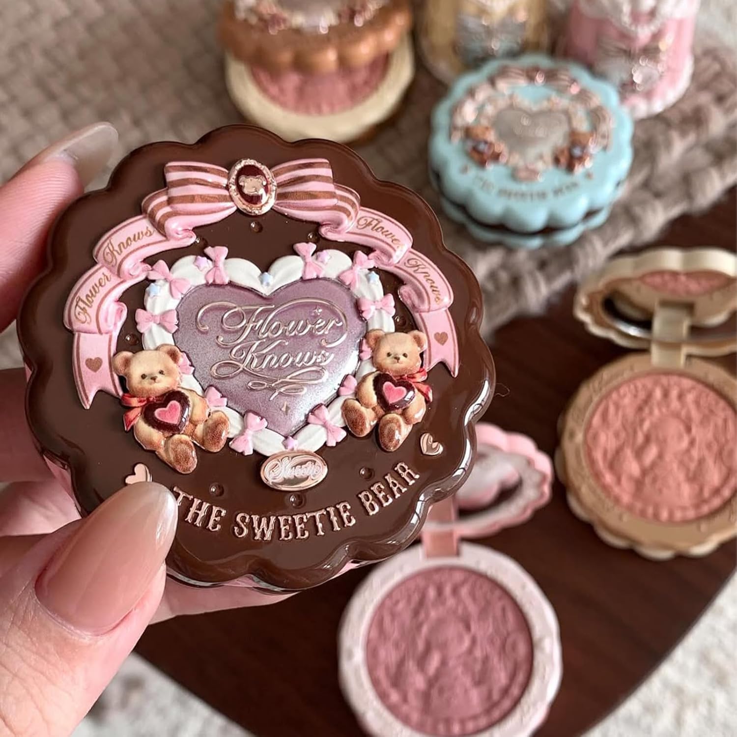 Flower Knows The Sweetie Bear Collection Silk Satin Blush,Talc-Free Berry Pink Powder Blush,Highly Pigmented,Buildable&Blendable,Natura Cheek Color with an Elegant Glow,Gift-Worthy(04 Berry Parfait) - Image 6