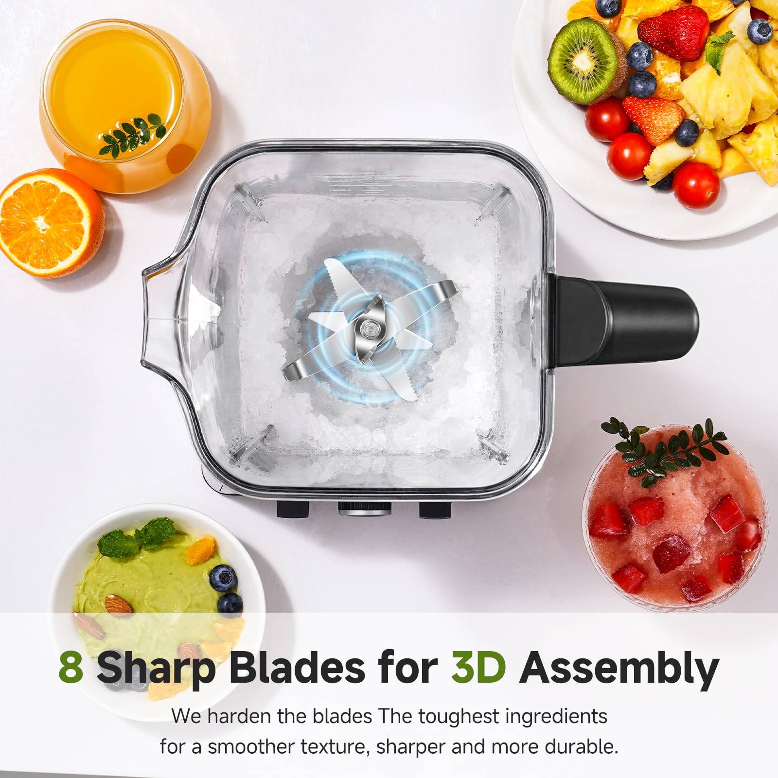 AMZCHEF Standmixer 2000 Watt | 2L Mixer Hochleistungsmixer | Blender mit 8 Einstellbaren Geschwindigkeiten und 4 Vorprogramme für Crushed Ice, Smoothie Maker, Grind Mixer | BPA-Freiem
